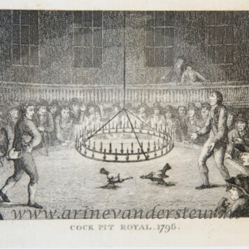 [Antique print, game, etching] Cock pit royal 1796 (Hanengevecht, Cockfight), published 1797.