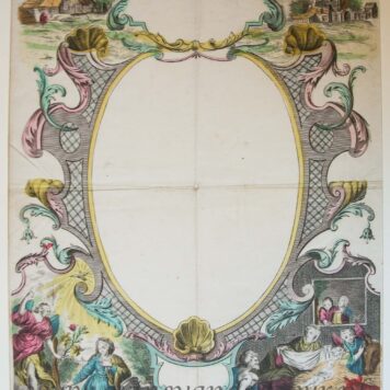 [Nieuwjaarswensch / New Year Wishes, ca 1782 ] Blank decorative card with Nativity scenes, published ca. 1782, 1 p.