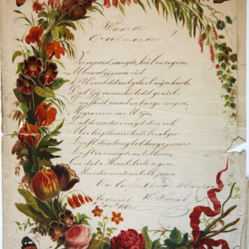 [Nieuwjaarswensch / New Year Wishes, 1863] W. Smit. Sliedrecht. Hand colored wishcard: flower garland, dated 1863, 1 p.