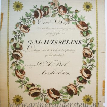 [School Wish Card, 1828] Eereblijk G.M. Wisselink. Wish card, dated 1828, 1 p.