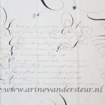 [Nieuwjaarswensch, Nieuwe Jaars Wens / New Year Wishes 1776] Jantje Jansz. Calligraphic wish card, dated 1776.