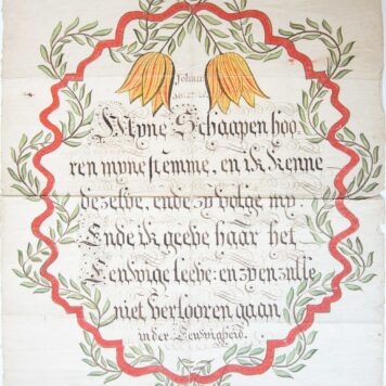 [Heil- en Zeegewens / Wish Card, Manuscript, 1750] Handwritten wish card. Passage from the Gospel of Johan (10:27-28), ca. 1750, 1 p.