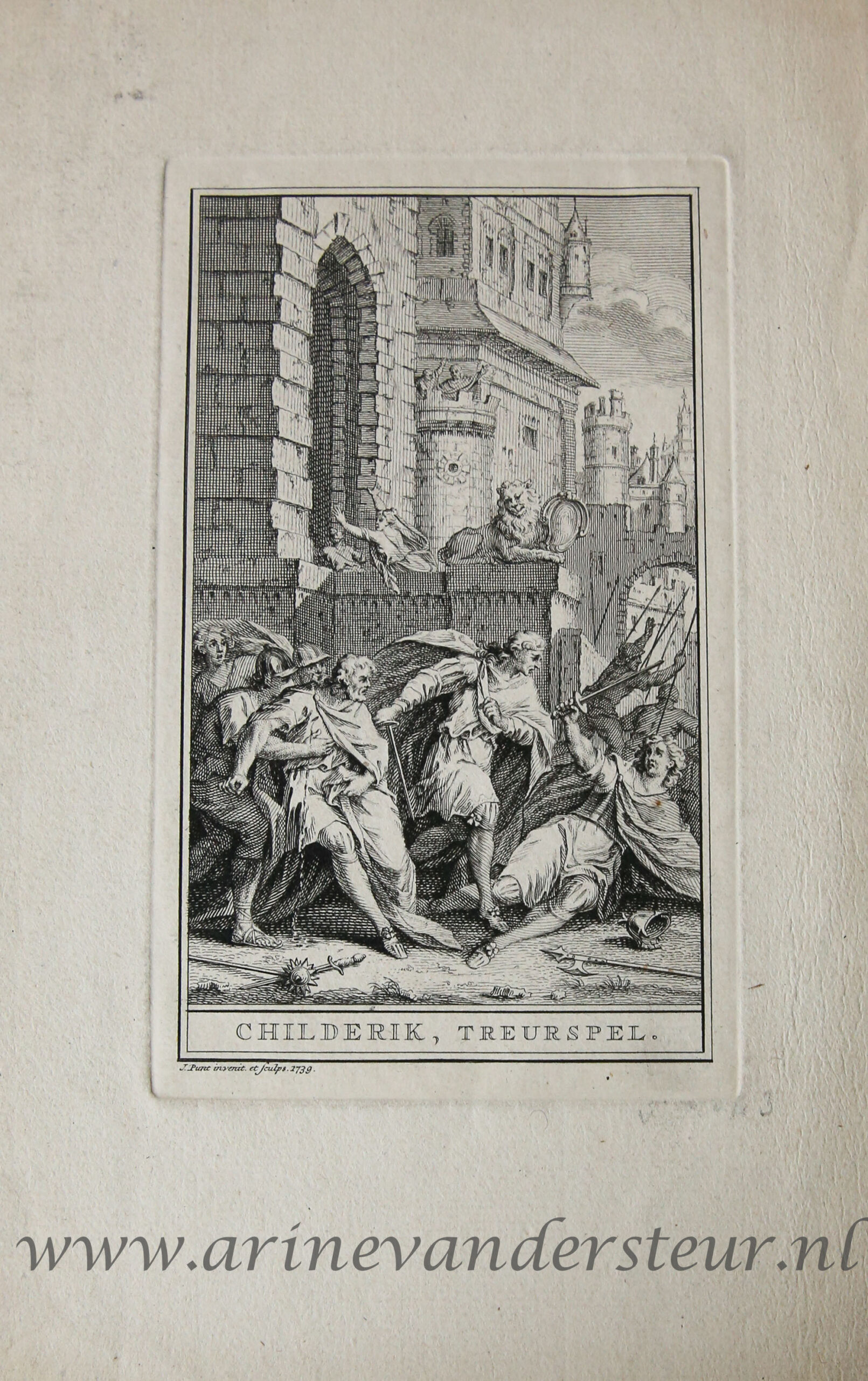 [Antique title page, 1739] Gevecht voor een kasteel [Childerik, treurspel], published 1739, 1 p.