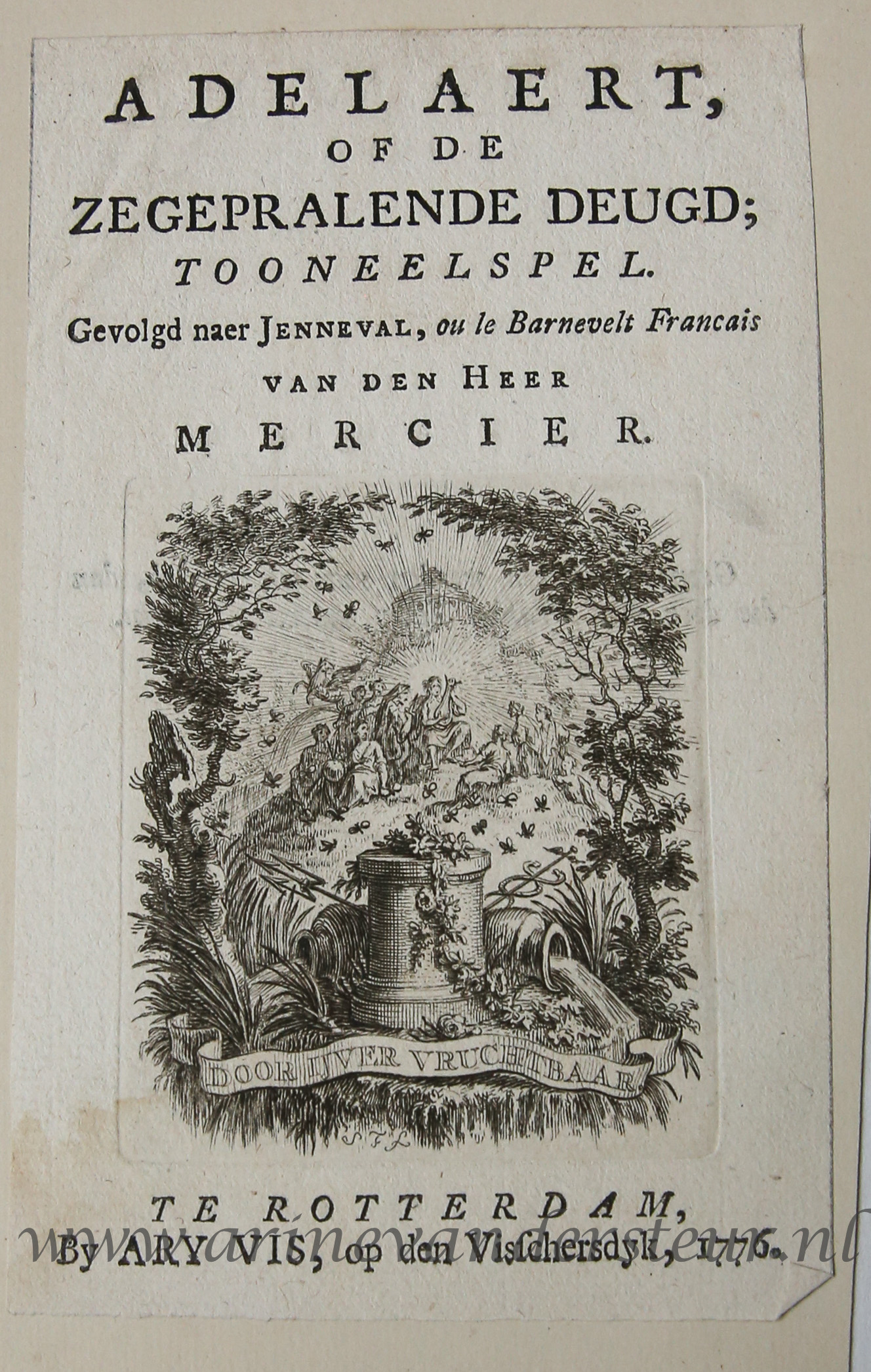 [Antique title page, 1776] ADELAERT OF DE ZEGEPRALENDE DEUGD, published 1776, 1 p.