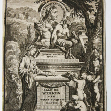 [Antique title page, 1766] Monument van Willem van Focquenbroch [Alle de Werken vam W: Van Focquen Broch.], published 1766, 1 p.