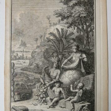 [Antique title page, 1765] Allegorical frontispiece of America / Allegorie op Amerika, published 1765, 1 p.