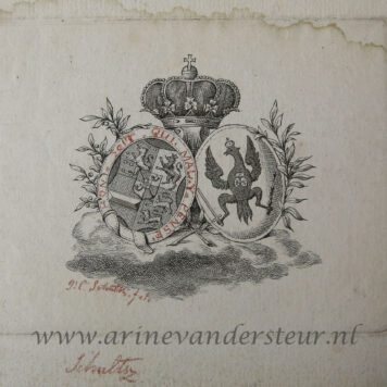 [Antique prints, engravings] Commemorative print for the wedding of Willem V and Wilhelmina of Prussia, published ca. 1780, 1 p.