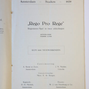 [Antique game, book, 1929] "Rego Pro Rege" Regentesse-spel in twee afdelingen, published 1929.