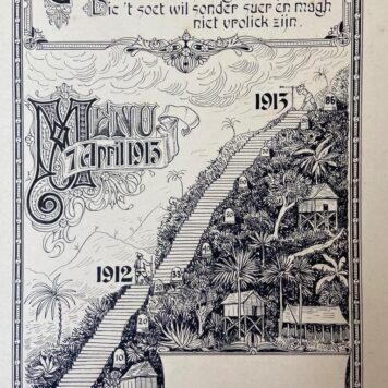 INDIE, GREVENSTUK--- Menu d.d. 7-4-1913, met afb. van trap in Indisch landschap met 86 treden tussen 1911 en 1913. Ontwerp Grevenstuk.
