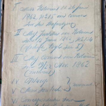 INDIE, TOEZICHT DRUKPERS, DE PINTO, FRANCOIS--- Dossier betr. een ontwerp van wet tot regeling van het toezicht der regering op de drukpers in Nederlands Indie. 1862, folio, manuscripten, ruim 100 pag.