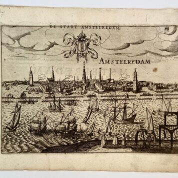 [Antique print, engraving] De Stadt Amstelredam (Amsterdam), published ca. 1617.