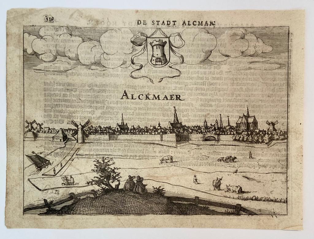 [Antique print, engraving] DE STADT ALCMAR -- Alckmaer (Alkmaar), published ca. 1617.