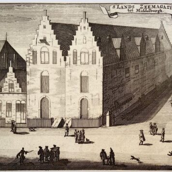 Print/Prent: s' Lands Zeemagazyn tot Middelburgh (Middelburg), ca 1696.
