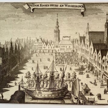 Print/Prent: Dam Koorn-Beurs en Wisselbanck (Middelburg), ca 1696.