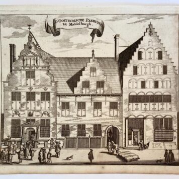 Print/Prent: d'Oostindische Pakhuysen tot Middel burgh (Middelburg), Ca 1696.