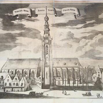 Print/Prent Zeeland: Nieuwe-Kerk. Abdye Toren. Choor-Kerk Middelburg. Ca 1696.