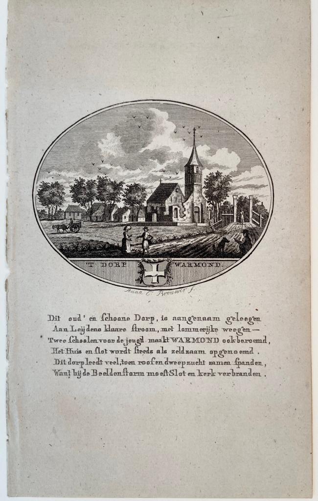 [Original city view, antique print] 't Dorp Warmond, engraving made by Anna Catharina Brouwer, 1 p.