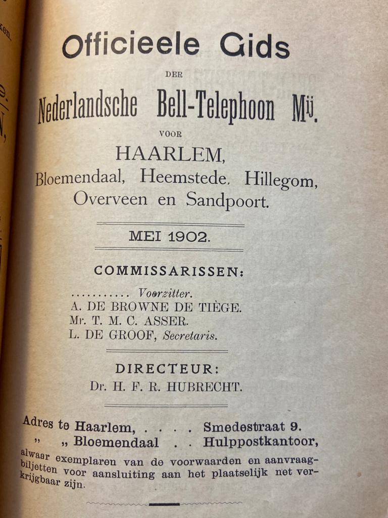 Telefoongids Nederlandsche Bell-Telephoon Maatschappij, no. 6 Haarlem 1902.