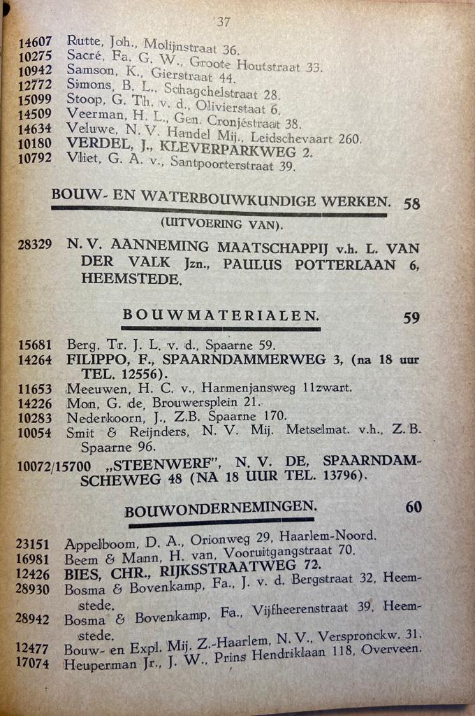 Beroepen Telefoongids voor Haarlem en Omstreken, december 1934, 68 pp.