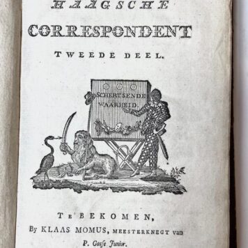 De Haagsche Correspondent. Te bekomen bij Klaas Momus, meesterknegt van P. Gosse Junior. [Den Haag], Pierre Gosse Junior, [1786-1787]. [2 delen]