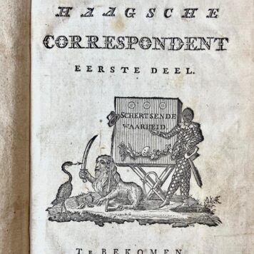 De Haagsche Correspondent. Te bekomen bij Klaas Momus, meesterknegt van P. Gosse Junior. [Den Haag], Pierre Gosse Junior, [1786-1787]. [2 delen]