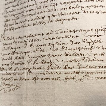 GEBED; THEOLOGIE--- Afschrift van een verklaring van de Staten van Friesland over 'het nieuwe formulier van gebed' van de Staten van Holland van 21-3-1663. Ondertekend D. van Doma. Gedateerd 23 mei 1663. Manuscript, 3 pag.