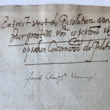 STRAFRECHT--- Extract uit de resolutien van de Staten van Holland, d.d. 10 of 11-9-1591. Manuscript, folio, 2 pag.
