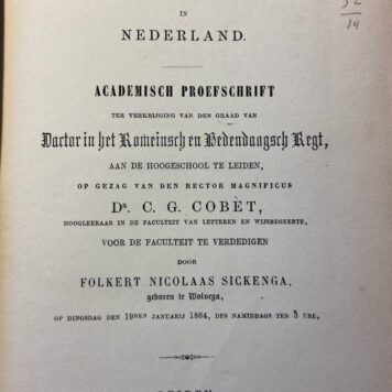 Bijdrage tot de geschiedenis der belastingen in Nederland, Leiden P. Engels 1864, 15 + 202 pp.