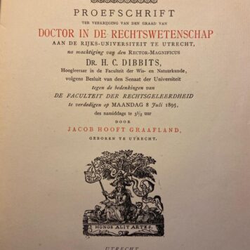 Het recht van den naam. (Diss.) Utrecht 1895. Geb., 87 p. Eén van de 10 exemplaren in 4°, op Oud-Hollands papier en met een titelpagina in rood en zwart.