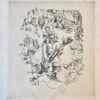 Etching/ets: Saint Christopher/De heilige Christopher met baby Jezus.