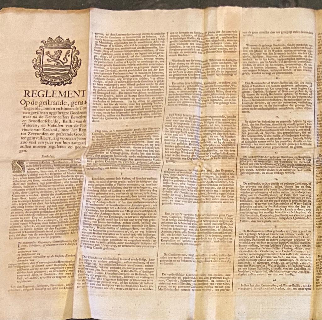  - [Original Publication 1751] Reglement op de gestrande... zullen moeten reguleren. Middelburg, L. en J. Bakker, [1751]/Regulation on beach-combing in Zeeland, Middelburg..