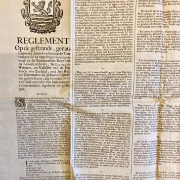 [Original publication 1751] Reglement op de gestrande... zullen moeten reguleren. Middelburg, L. en J. Bakker, [1751]/ Regulation on beach-combing Zeeland.