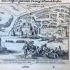 Copperplate etching/engraving of the siege of Nijmegen, in the Dutch province of Gelderland, by Maarten Schenk in 1589. (plate 199).