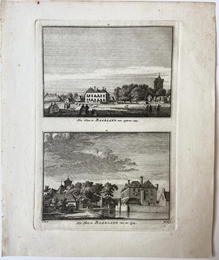 Het Huis te Baarland van agteren. 1745. / Het Huis te Baarland van ter Zyde.