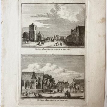 Het Dorp Baarland te zien na de Vaate. 1745. / Het Huis te Baarland van vooren. 1745.