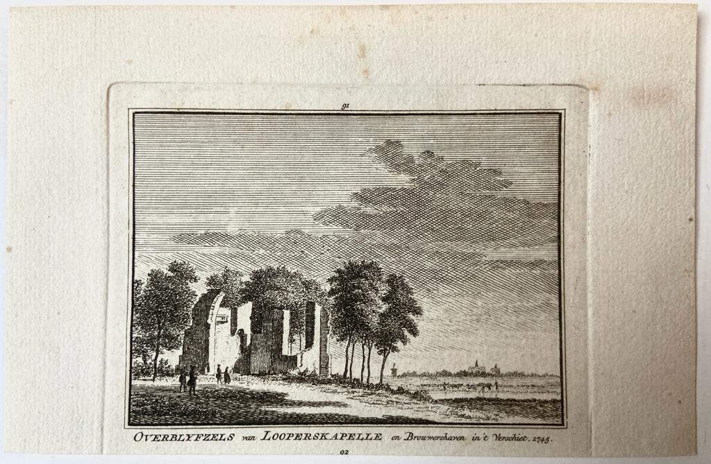 Overblyfzels van Looperskapelle en Brouwershaven in 't Verschiet. 1745.