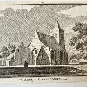 [Antique city view 1743] De Kerk te Ellewoutsdyk. 1743.