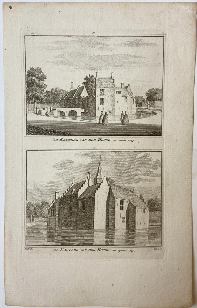[Antique city view 1743] Het Kasteel van der Hooge van vooren. 1743. / Het Kasteel van der Hooge van agteren. 1743.
