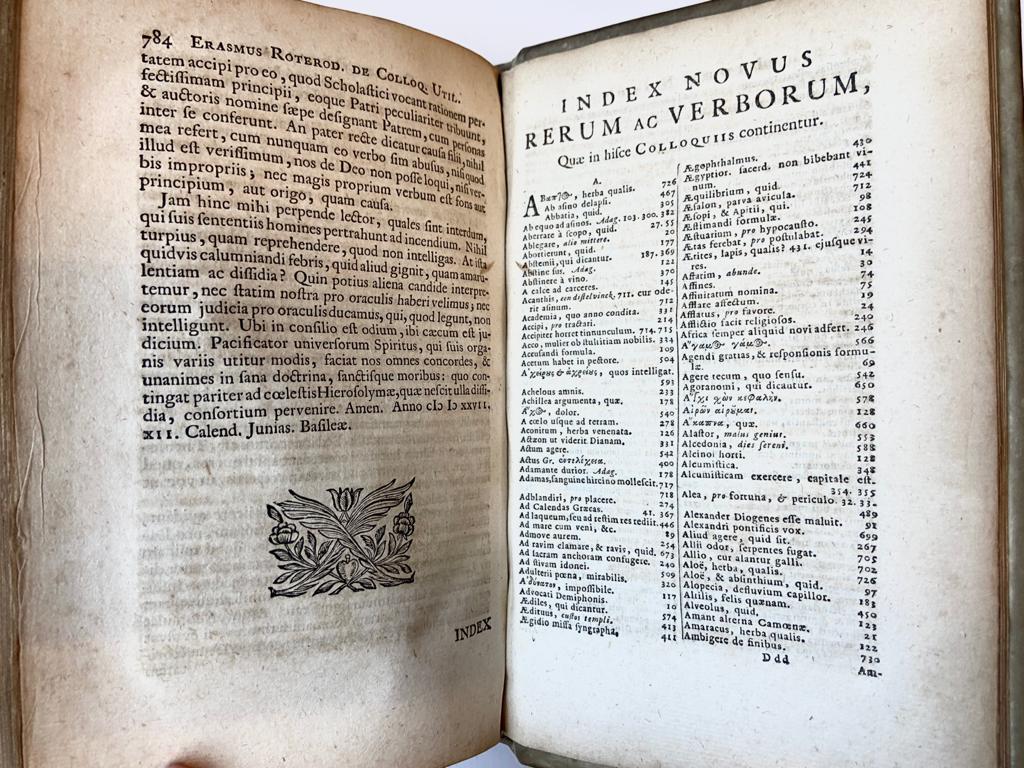 [Literature, Humanism 1729] Desiderius Erasmus, Colloquia, cum notis selectis variorum. Delft, Adrianus Beman; Leiden, Samuel Luchtmans, 1729, [16] 784, [22] pp.