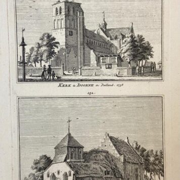 [Antique print] Kerk te Doorne in Peetland. 1738 / Kapel te Vlierden bij Doorne, 1738.