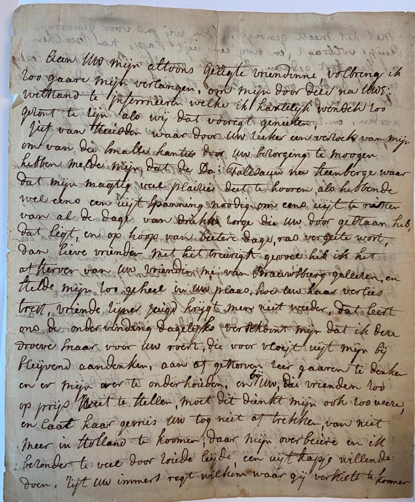 [Manuscript, Bentheim, Steinfort, Van Brauwsburg] Brief van N.N. aan N.N., zonder jaar en zonder plaats, manuscript, 4°, 2 p.