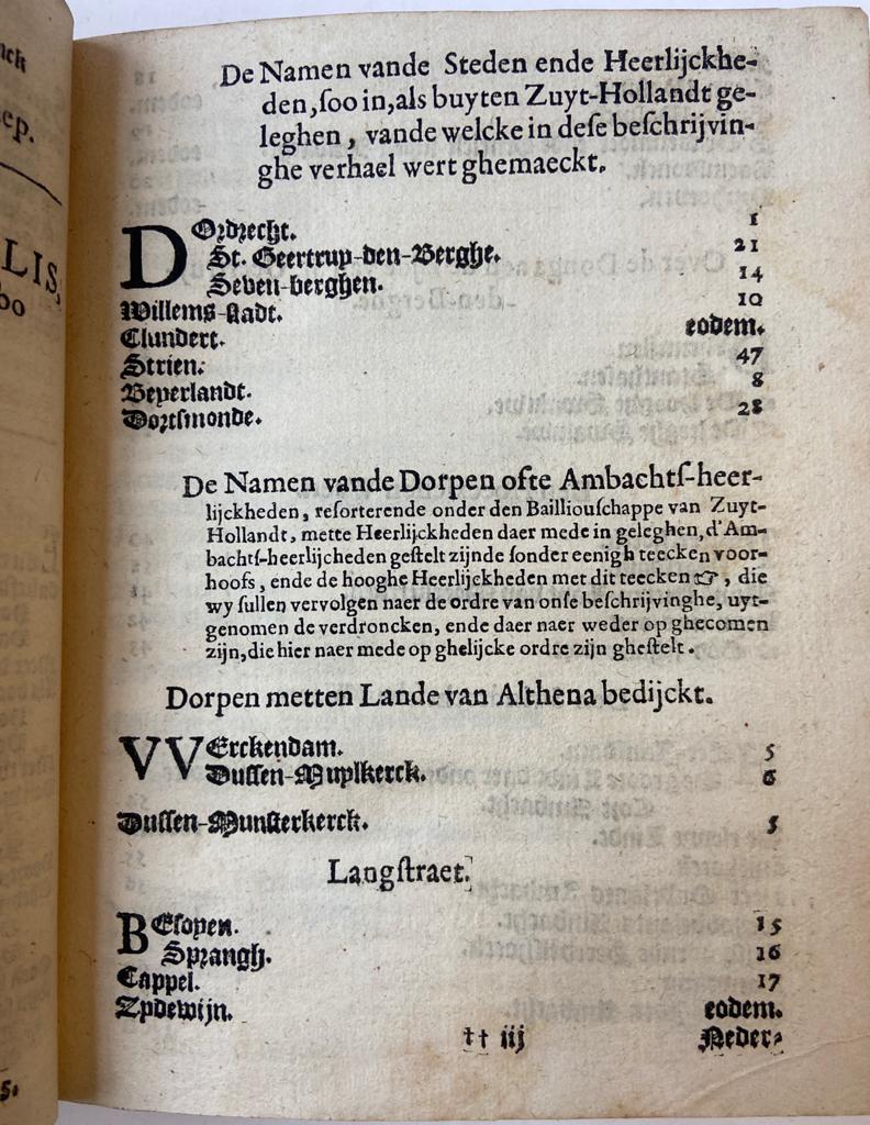 Corte beschrijvinghe mitsgaders hantvesten, privilegien, costumen ende ordonnantien van den lande van Zuyt-Hollandt, Dordrecht, Van Spierincxhouck 1628.