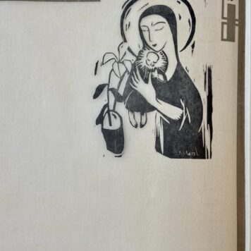 [Original Woodcut on thin Japanese ricepaper from Wendingen] "Madonna".