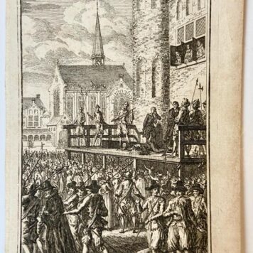 [Antique print, etching] Het rechtsgeding van Johan van Oldenbarneveld &c./Trial of Johan van Oldenbarnevelt, 1760.