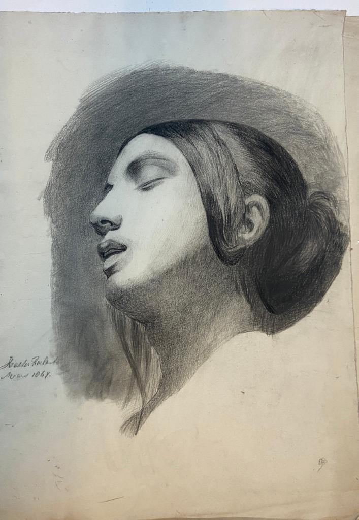  - ROELANTS Achttien tekeningen uit de jaren 1865-1868 van Hester W.C.J. Roelants, diverse onderwerpen, ieder ca. 40x30 cm.