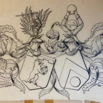WAPPLER, HERALDIEK Wapentekeningen door O.W.D. Wappler, ca. 1950-1975 getekend op dun papier, ca. 30x30 cm per blad.