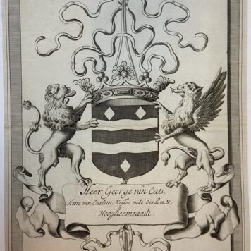 [Coat of Arms CATS] Familiewapen uit de rand van een 18e eeuwse kaart George van Cats, gravures door A. Vaillant.