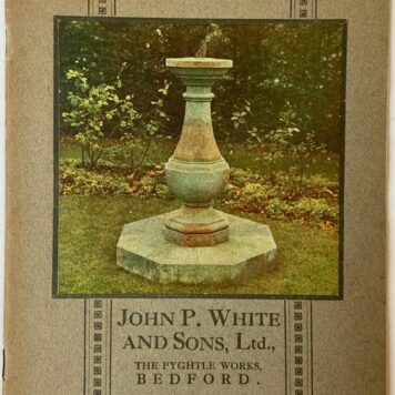 ZONNEWIJZERS `Sun dials', brochure van John P. White & Sons te Bedford (Engeland), 1925; 4(: 20 p., met foto's en tekeningen van de te leveren zonnewijzers op stenen sokkels.