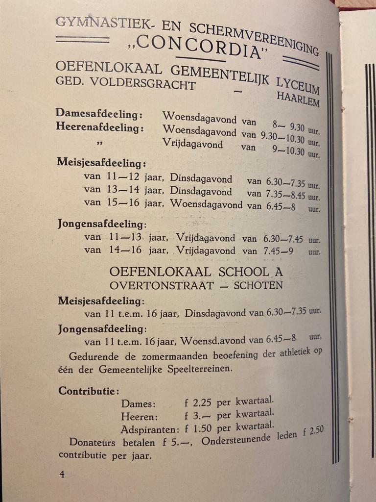 Gymnastiek en Schermvereeniging "Concordia" Haarlem, 1886 - 1 april - 1926, Haarlem 1926, 38 pp.