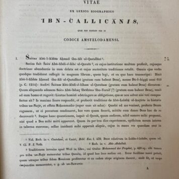 Specimen litararium inaugurale continens vitas ex lexico biographico Ibn-Callicanis Amsterdam Spin 1845